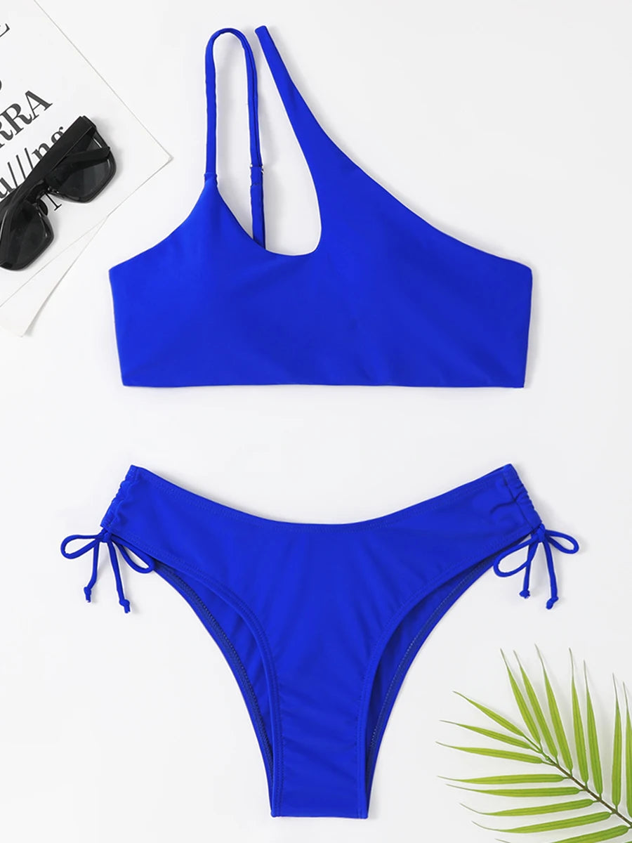 One Shoulder Bikini Set with Cut-Out Design – Sexy & Supportive Swimwear for Women - 3KDyn